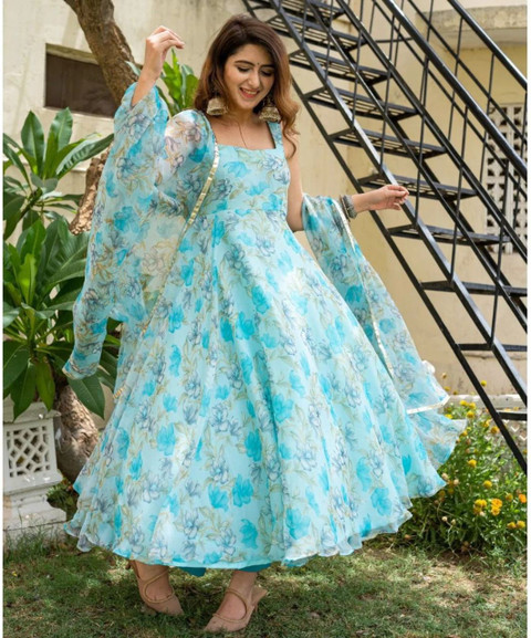 S Creation Floral Print Anarkali Kurta, Bottom & Dupatta Set - Buy S  Creation Floral Print Anarkali Kurta, Bottom & Dupatta Set Online at Best  Prices in India | Flipkart.com