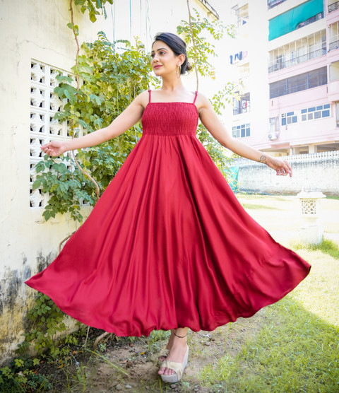 Zamaisha Women Gown Maroon Maxi/Full Length Dress - Buy Zamaisha Women Gown  Maroon Maxi/Full Length Dress Online at Best Prices in India