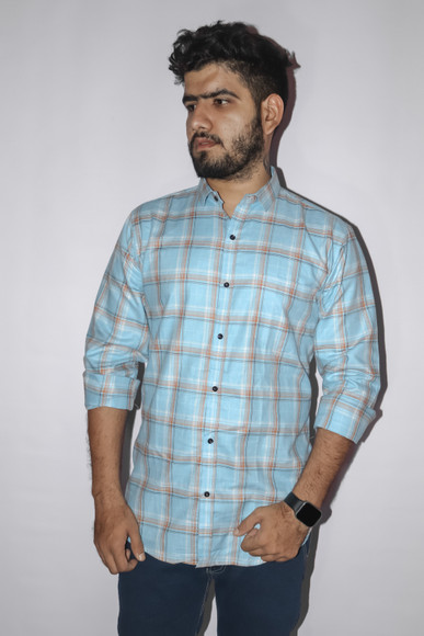 XVII BLUES Men Checkered Casual Blue Shirt - Buy XVII BLUES Men