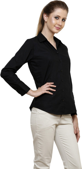 Zx3 Women Solid Formal Black Shirt - Buy Black Zx3 Women Solid