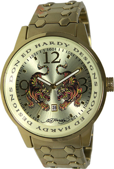 Montre Homme Ed Hardy - Bracelet Marron Tête De Tigre - Coffret Neuf Avec étiquettes