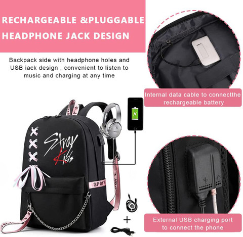 PALAY Travel Bag K-pop Stray Kids Letter,School with Pencil Case