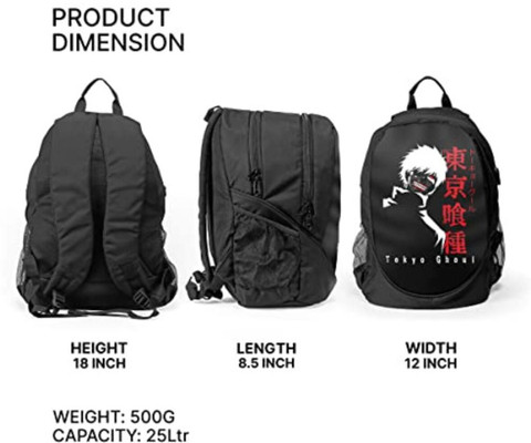 Mc Sid Razz Tokyo Ghoul 25 L Laptop Backpack Ken Kaneki - Price in