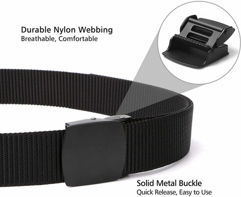 ZORO Men Black Nylon Belt 49-BLACK Waist upto 52 inch - Price in