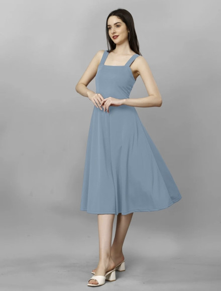NA Creation Women A-line Grey Knee Length Dress - Buy NA Creation Women  A-line Grey Knee Length Dress Online at Best Prices in India | Flipkart.com