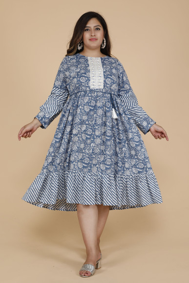 extra inch Women Fit and Flare White, Blue Knee Length Dress - Buy extra  inch Women Fit and Flare White, Blue Knee Length Dress Online at Best  Prices in India | Flipkart.com