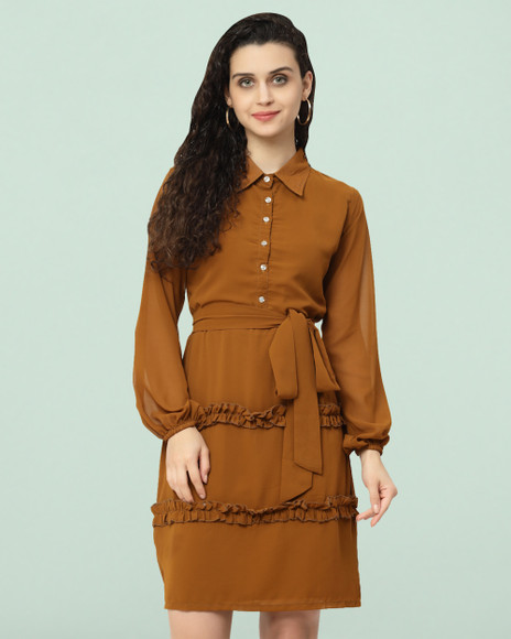 COFFEE BITE Women Bodycon Brown Above Knee/Mid Thigh Length Dress - Buy  COFFEE BITE Women Bodycon Brown Above Knee/Mid Thigh Length Dress Online at  Best Prices in India
