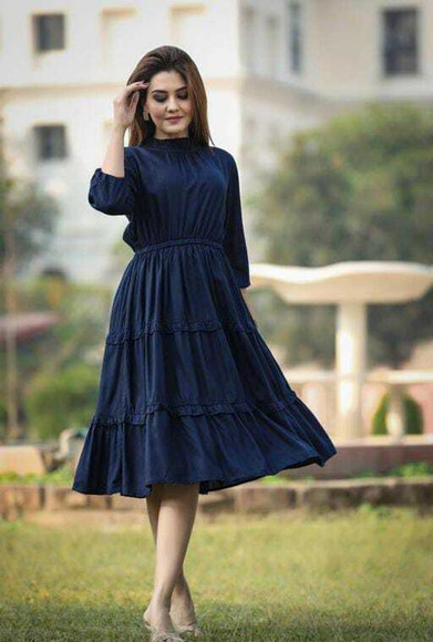 Zamaisha Women Fit and Flare Dark Blue Below Knee Dress - Buy Zamaisha  Women Fit and Flare Dark Blue Below Knee Dress Online at Best Prices in  India | Flipkart.com
