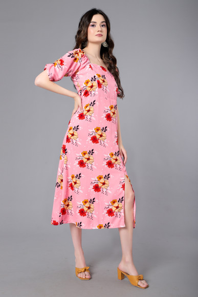 Dineedy Women A-line Multicolor Midi/Calf Length Dress - Buy Dineedy Women  A-line Multicolor Midi/Calf Length Dress Online at Best Prices in India |  Flipkart.com