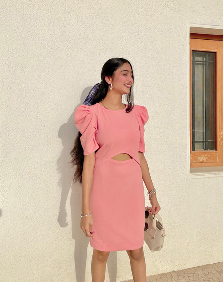 knee length pink bodycon dress Zapakasa Women Navy Satin Midi Bodycon Work Dress Bateaut Neck Long Sleeves  Semi Formal Dress