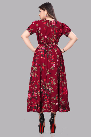 SHREE FAB FASHION Women Maxi Red Midi/Calf Length Dress - Buy SHREE FAB  FASHION Women Maxi Red Midi/Calf Length Dress Online at Best Prices in  India | Flipkart.com