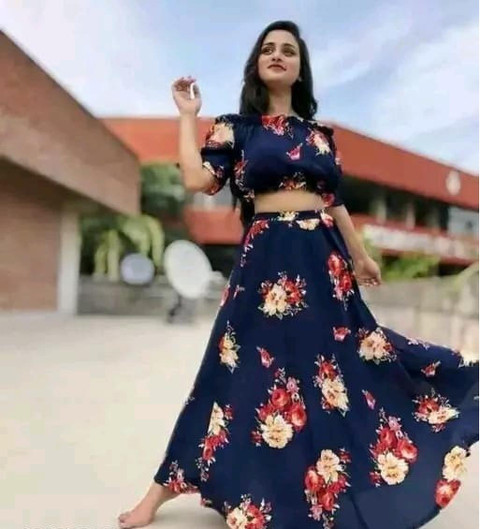 PYC Women Two Piece Dress Blue Ankle Length Dress - Buy PYC Women Two Piece  Dress Blue Ankle Length Dress Online at Best Prices in India | Flipkart.com
