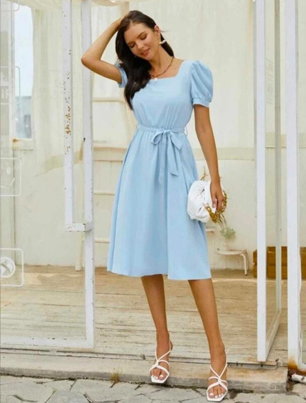 blue dress for baby girl A-Line Knee Length Sequined Homecoming Dresses COCOMELODY CS0508, As Picture main image 1