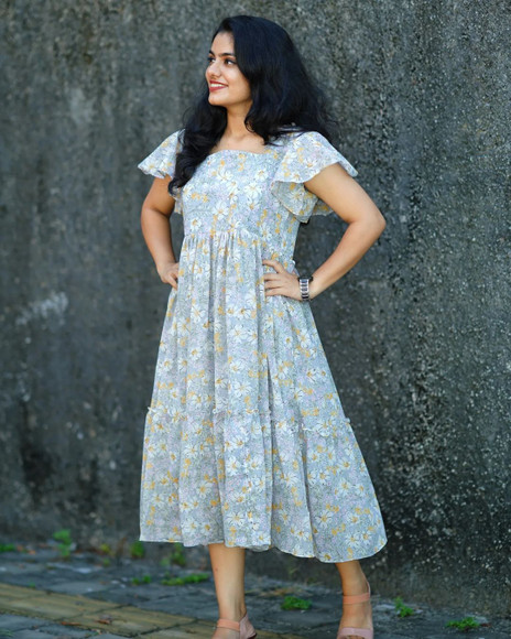 Summer Dress Vintage Cotton Dresses Hariom Women Fit And Flare Light Blue,  Yellow, White Midi/Calf