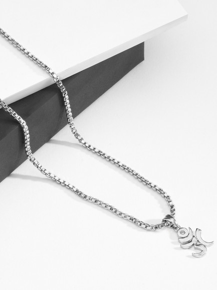 The Bro Code Religious OM Pendant Necklace for Men Silver Plated