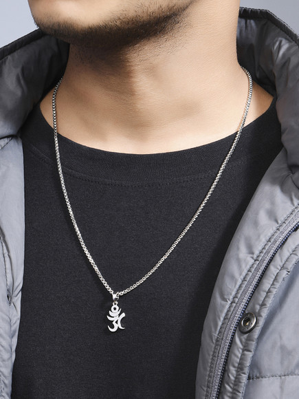 The Bro Code Religious OM Pendant Necklace for Men Silver Plated