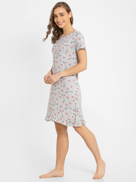 knee length dresses for ladies Jockey Women's Cotton A-Line Mini Night Dress (RX25_Blush Assorted  Prints_L)(color may vary) main image 0