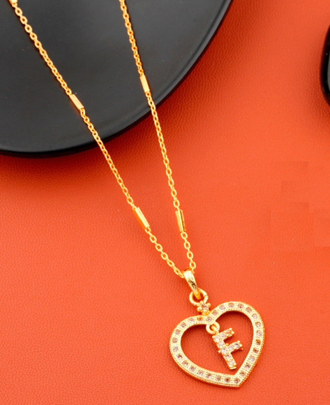 Jewel WORLD F name letter Diamond Pendant locket chain for girls