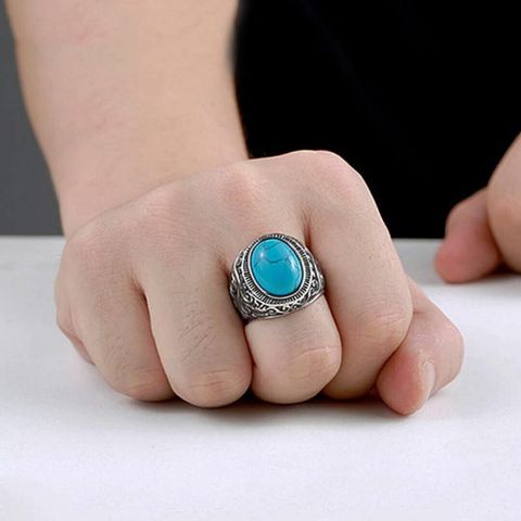 JAJAFOOK Men's Stainless Steel Dragon Claw Ring With Blue Opal - Size 7-13, Gothic Vintage Style