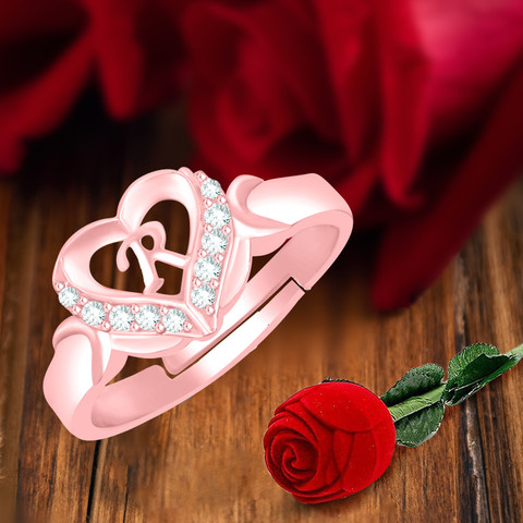 MEENAZ Rings for girls women girlfriend couple valentine alphabet