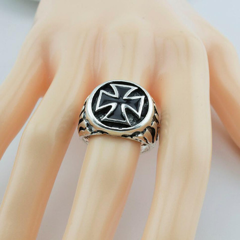 WorldForU Vintage Iron Cross (Metallica) Unisex Ring, Silver Size