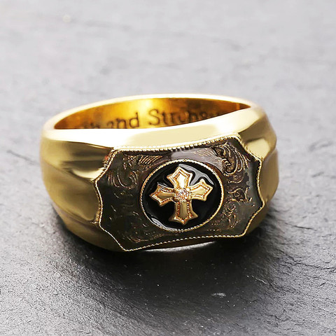 Cross Design Gold Vintage Cross Fashion Unisex Finger Ring Zinc