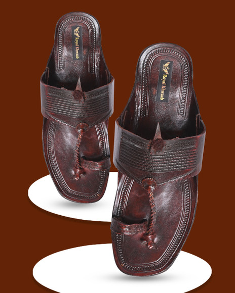 Royal Khwaab Kolhapuri Chappal Handcrafted 100% Genuine Leather Men Sandals  - Buy Royal Khwaab Kolhapuri Chappal Handcrafted 100% Genuine Leather Men  Sandals Online at Best Price - Shop Online for Footwears in India |  Flipkart.com