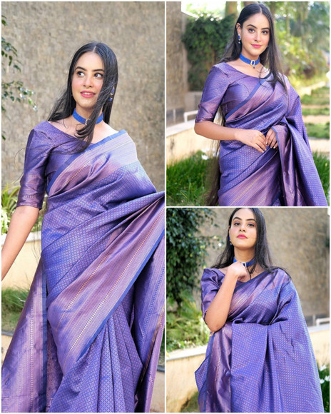 Buy hathdora creation Woven Kalamkari Jacquard Blue Sarees Online