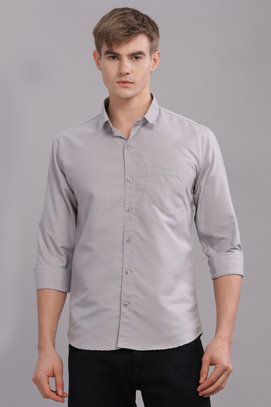 Uzmax Men Solid Formal Grey Shirt - Buy Uzmax Men Solid Formal