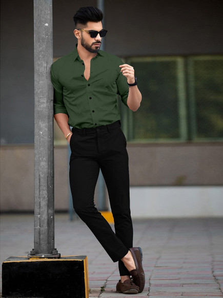 Miha Men Solid Casual Dark Green Shirt - Buy Miha Men Solid Casual Dark  Green Shirt Online at Best Prices in India | Flipkart.com