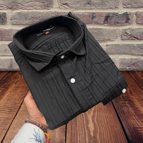 Firwobu Fashion Men Self Design Casual Black Shirt - Buy Firwobu