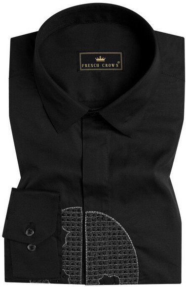 french crown Men Solid Casual Black Shirt - Buy french crown Men Solid  Casual Black Shirt Online at Best Prices in India