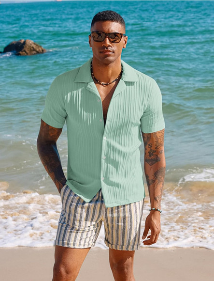 beach dressing style for men Casual Linen Style Beach Shirt Sets (US Only) | Comfortable Summer Casual  Wear