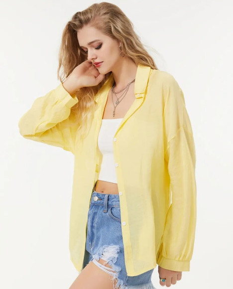 Hasan enterprises Women Solid Casual Yellow Shirt - Buy Hasan