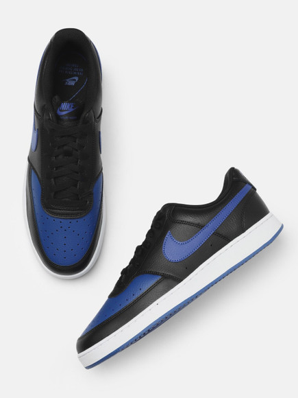 black nike blue tick