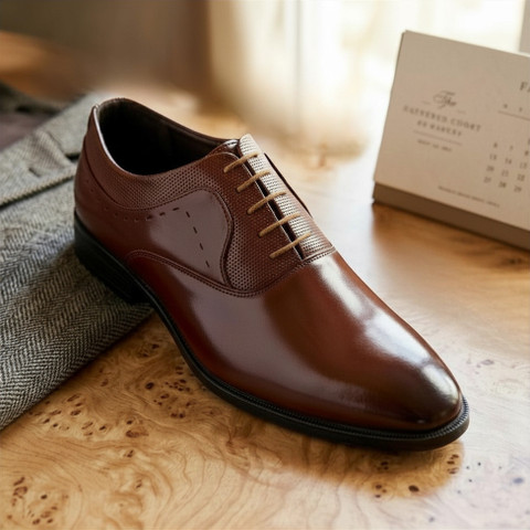 cherry brown dress shoes Navren Men Glossy Finish Formal Oxford For Party Office M2S8 Oxford For Men Upper is fully tanned Plein Soleil Drop 2 Nafori Peacock A Line/Princesses Color:Glacier