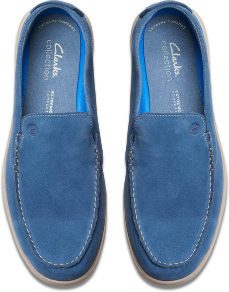 CLARKS Clarks Flexway Step Light Blue Sde Loafers For Men  display picture 1