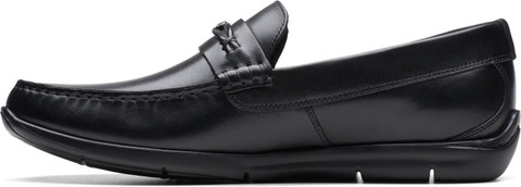 CLARKS Clarks Karlock Trim Black Leather Loafers For Men - Buy