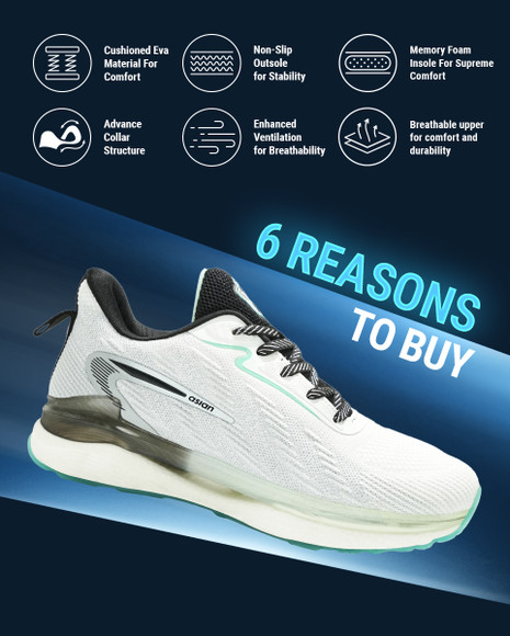 asian Ultracore-01 White Gym, Sports, Jogging,Ultra Bounce Stylish