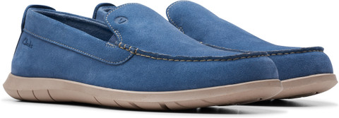 CLARKS Clarks Flexway Step Light Blue Sde Loafers For Men  display picture 1