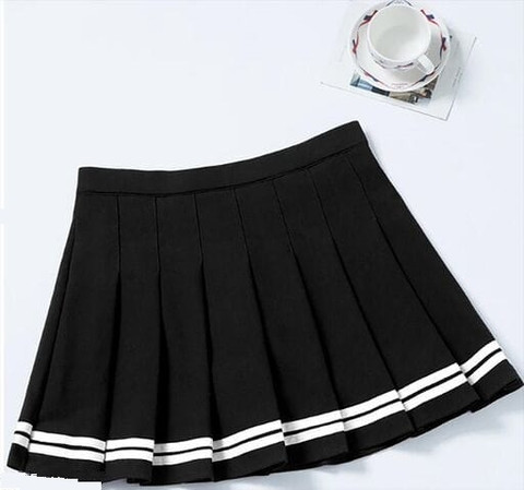 The Kd Striped Women Pleated Black Skirt - Buy The Kd