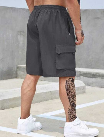 RGN Solid Men Dark Grey Cargo Shorts - Buy RGN Solid Men Dark Grey