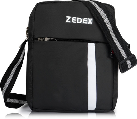 Zedex Black Sling Bag Zipper Adjustable Strap Multi Compartment