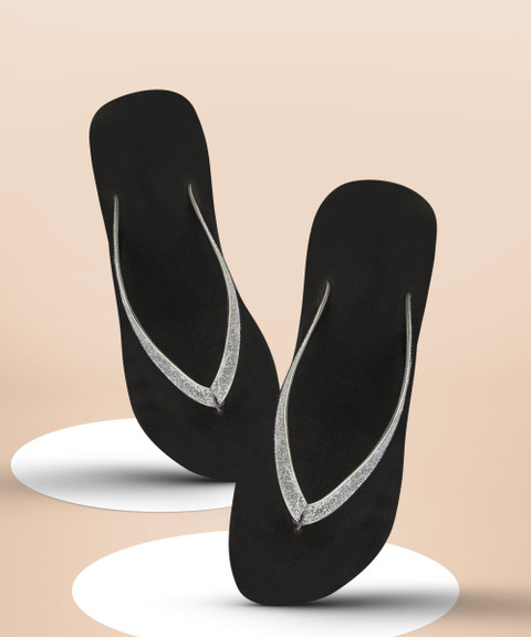 Stepupp Women STEPUPP WOMEN BLACK SILVER SLIPPER Flip Flops - Buy