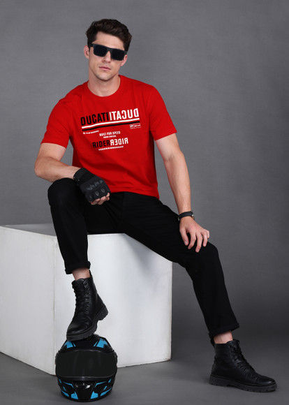 DUCATI Printed Men Round Neck Red T-Shirt - Buy DUCATI Printed Men