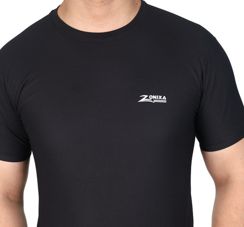 Salsation Round Neck T−Shirt ！ mspsports Solid Men Round Neck Black T-Shirt - Buy mspsports Solid
