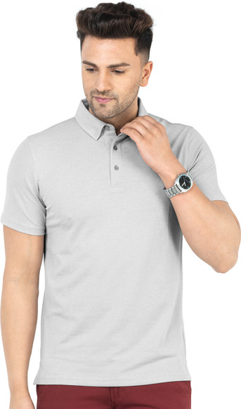 SKIPPER Solid Men Polo Neck Grey T-Shirt - Buy SKIPPER Solid Men