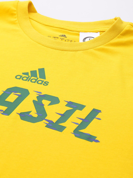 ADIDAS Typography Men Round Neck Yellow T-Shirt - Buy ADIDAS