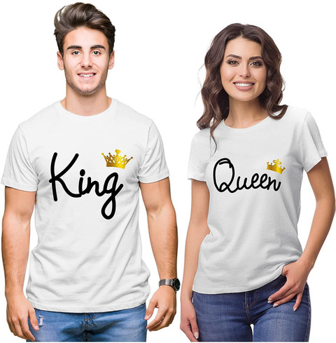 Hangout Hub Couple T-Shirts Pack Of 2 - 'Together Forever' Matching Round Neck Tees For Him & Her