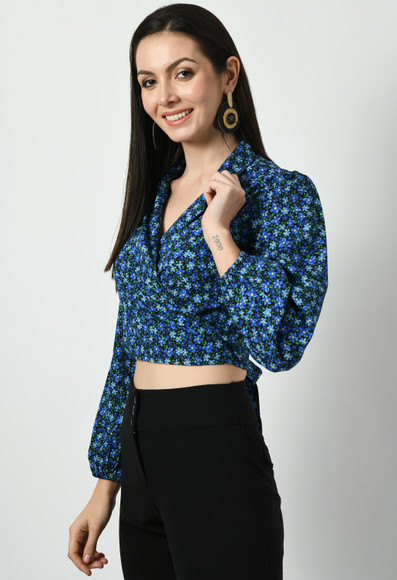 kazu Casual Printed Women Blue Top - Buy kazu Casual Printed Women